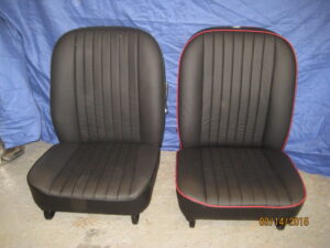 MGB LEATHER SEATS RECLINER BLACK WITH BLACK PIPING S780A