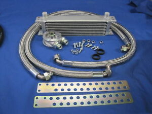 (41) MIDGET 1500 OIL COOLER KIT 10 ROW OIL COOLER & 2 STAINLESS STEEL S/S HOSES AJJ3324SS
