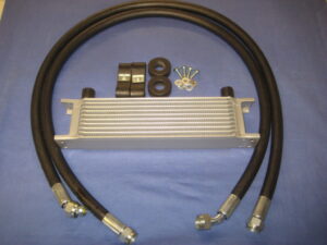 ARO9807RRB MGB 10 ROW OIL COOLER, PAIR OF RUBBER HOSES & FITTING KIT 1975 ON