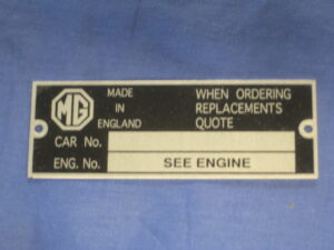 CRCP311 MGB CHASSIS PLATE 1962-1965