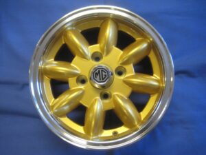 SET OF 4 13" X 5J 1275 / 1500 MIDGET SPRITE ALLOY WHEELS GOLD POLISHED RIM