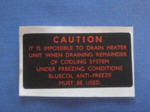 CRST127 CAUTION HEATER STICKER